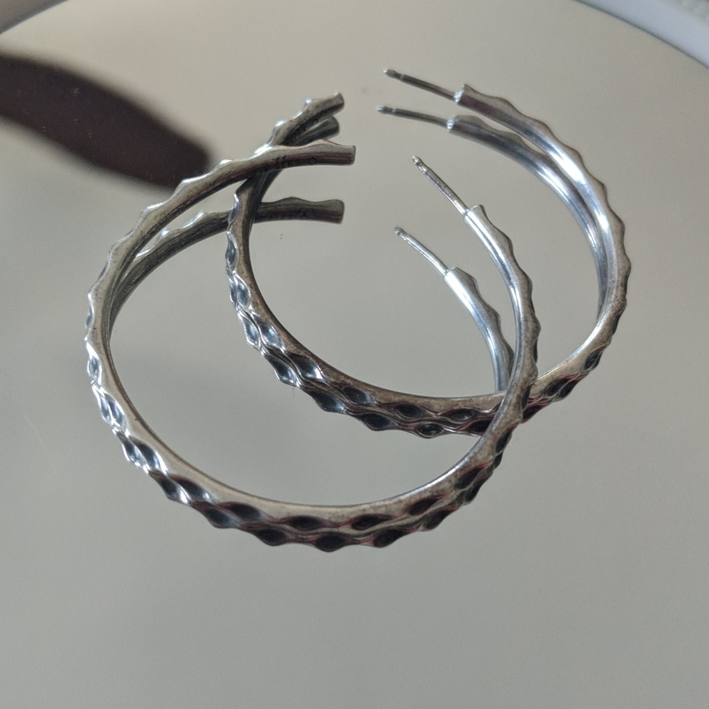 Original Pandora Liquid Silver Hoops